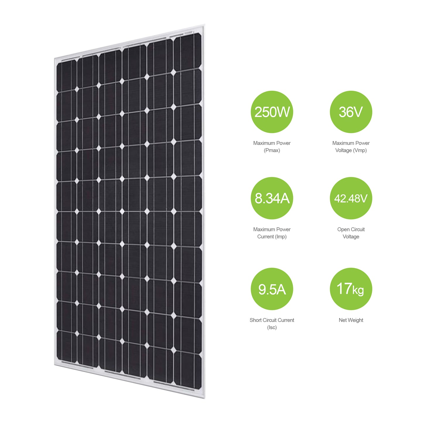 250W - 36V VanderPro Solar Panel